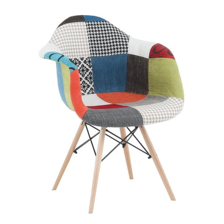 KONDELA Jedálenská stolička Tobo 3 New - vzor patchwork / buk